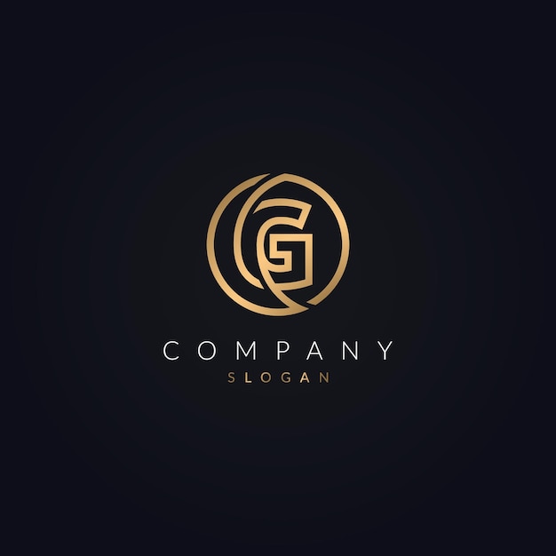 logotipo G diseño color dorado letra círculo forma con alfabeto G icono monograma gráfico vectorial
