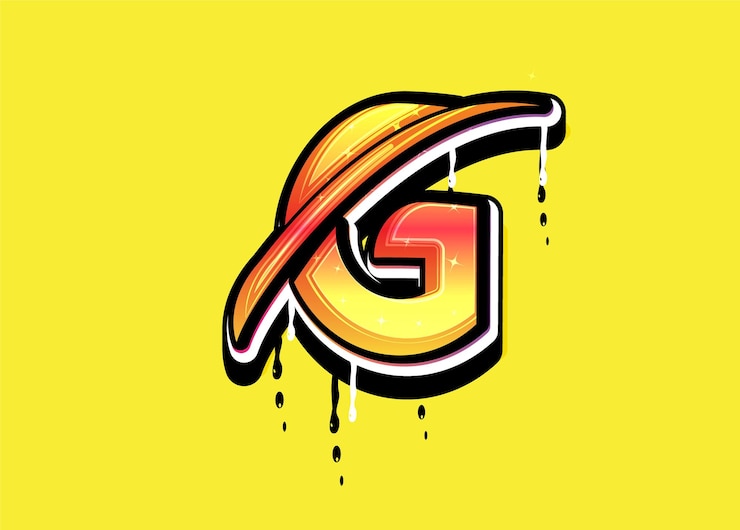 Vector logotipo de g letter swoosh con vector de efecto de goteo