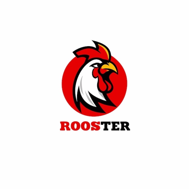 un logotipo de gallo con un círculo rojo en él