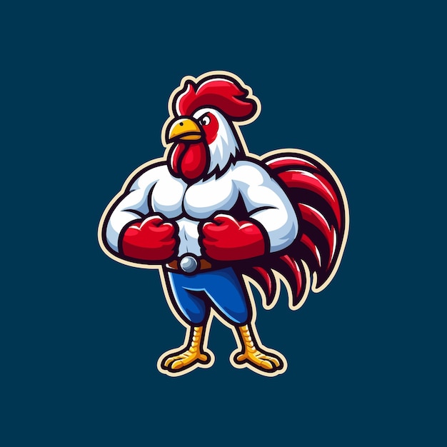 El logotipo del gallo, el icono de la caricatura vectorial, el ícono de la ilustración, el plano aislado.