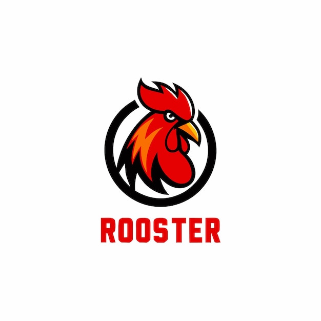 un logotipo de gallo con llamas rojas y amarillas