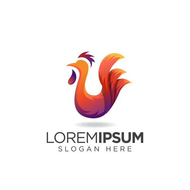 logotipo del gallo de pollo colorfull