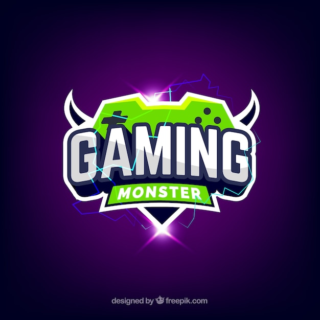 Vector logotipo de gaming verde y morado