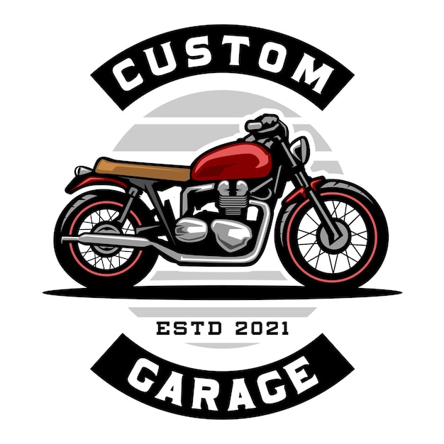 Vector logotipo de garaje personalizado de motocicleta