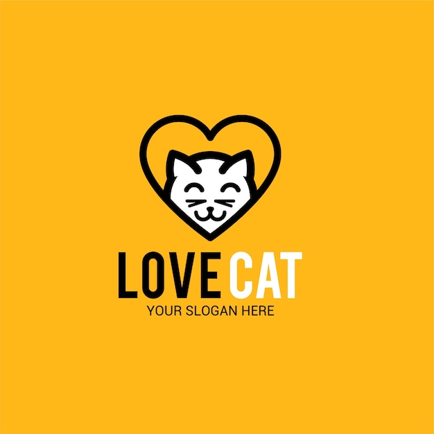 Vector logotipo de gato de amor