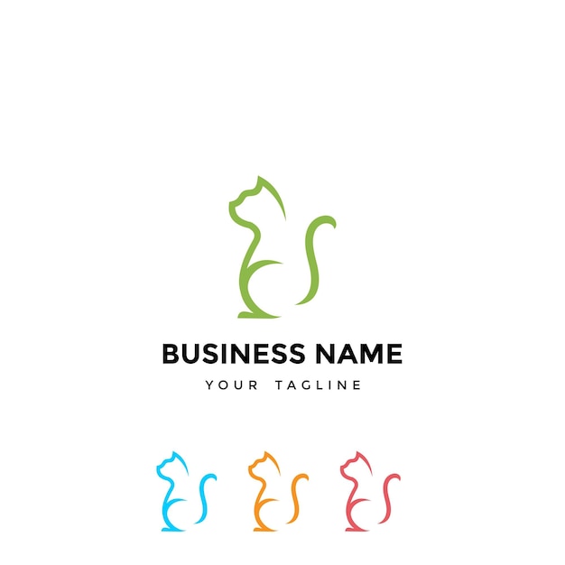 logotipo de gato en estilo de arte lineal