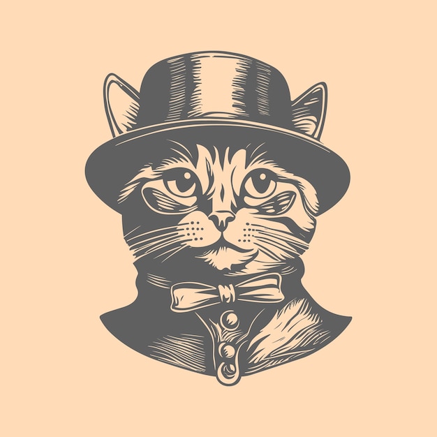 Logotipo de gato de estilo clásico vectorial