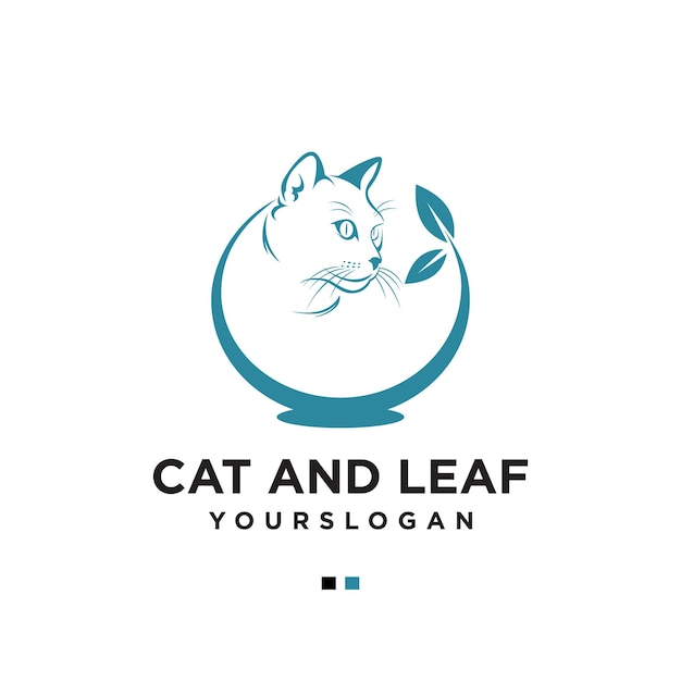 Logotipo de gato y flor