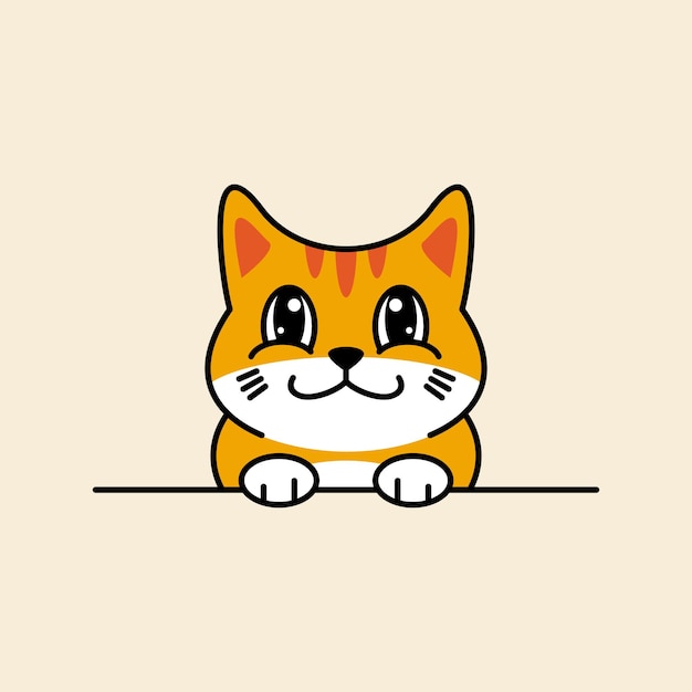 Vector logotipo de gato lindo de dibujos animados minimalista simple