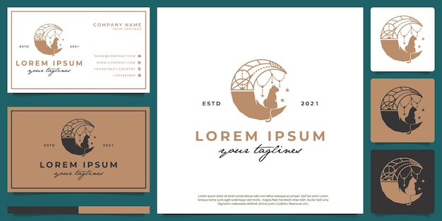 Logotipo de un gato y la luna, con sus matices mágicos