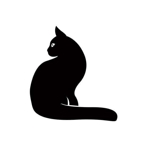 Logotipo del gato negro Silueta negra del gato Ilustración vectorial