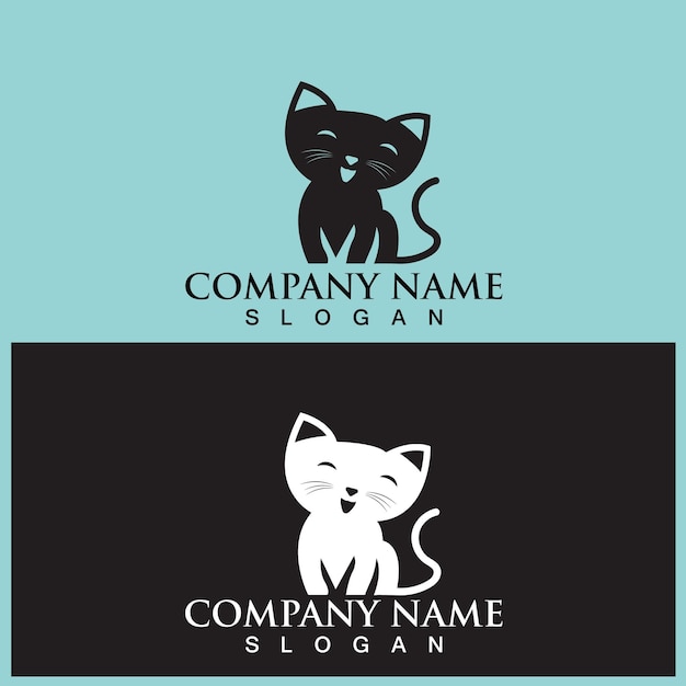 Vector logotipo de gato y plantilla vectorial