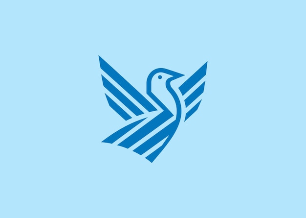Logotipo de gaviota abstracto con líneas geométricas limpias para marcas modernas