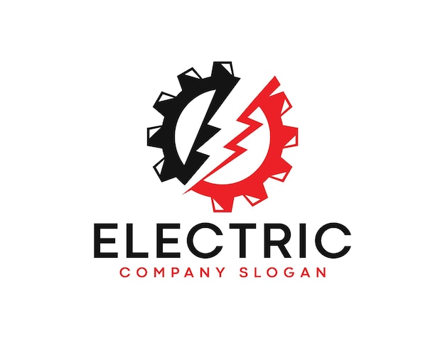 Vector logotipo de gear lightning electric con perno de iluminación