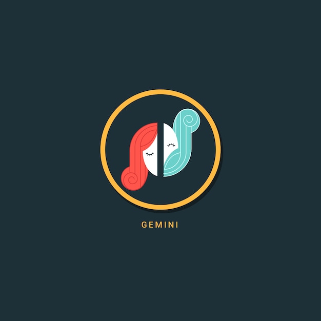 Logotipo de géminis de diseño plano