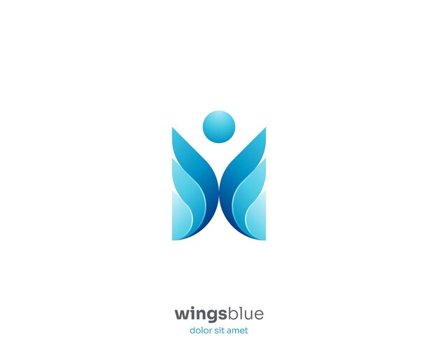 El logotipo de la gente de las alas azules creativas
