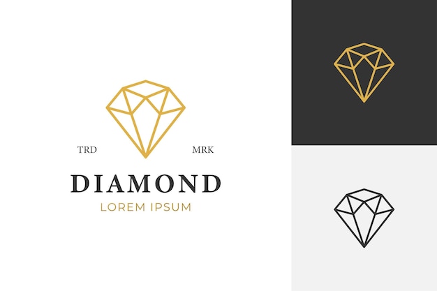 Logotipo de geometría lineal del lujoso símbolo de icono de joyería de diamantes para su negocio
