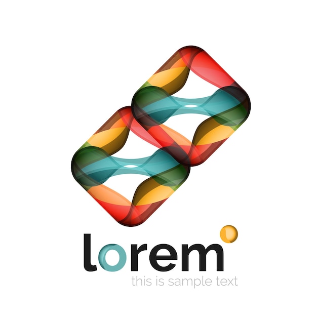 Logotipo geométrico abstracto creado con formas lisas superpuestas