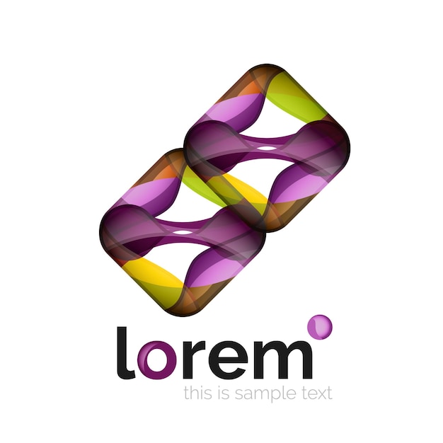 Logotipo geométrico abstracto creado con formas lisas superpuestas