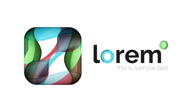 Logotipo geométrico abstracto creado con formas lisas superpuestas