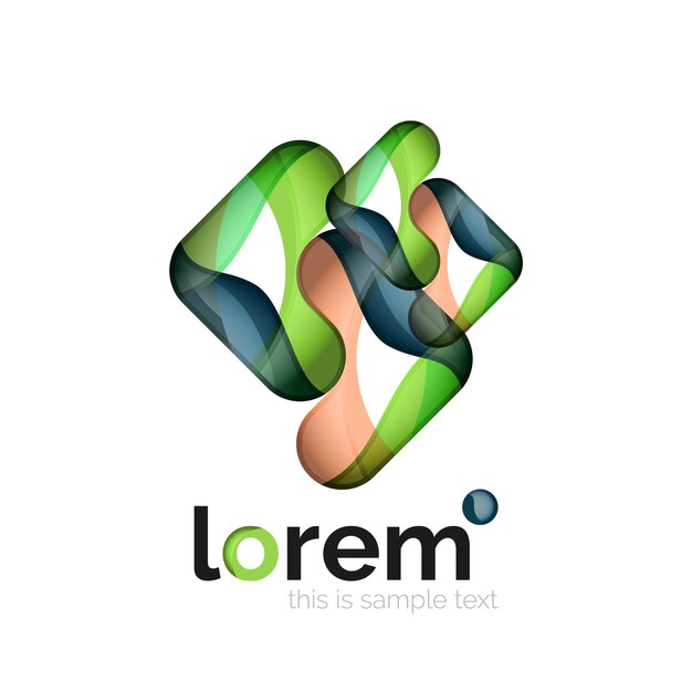 Logotipo geométrico abstracto creado con formas lisas superpuestas