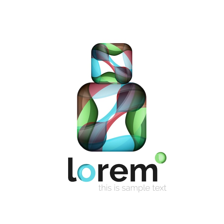 Vector logotipo geométrico abstracto creado con formas lisas superpuestas