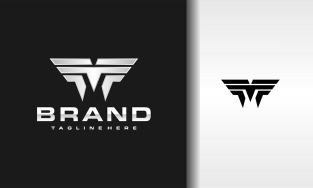 Logotipo geométrico del ala de la letra M