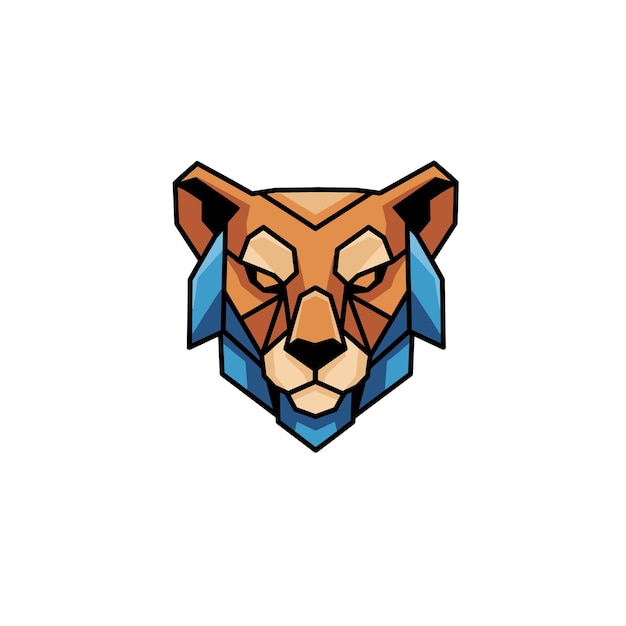 Logotipo geométrico de la cabeza de la leona