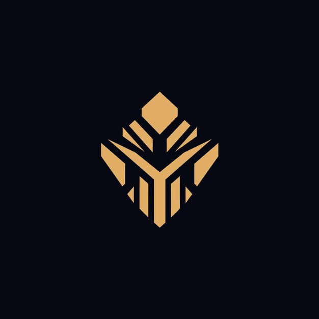 El logotipo geométrico dorado
