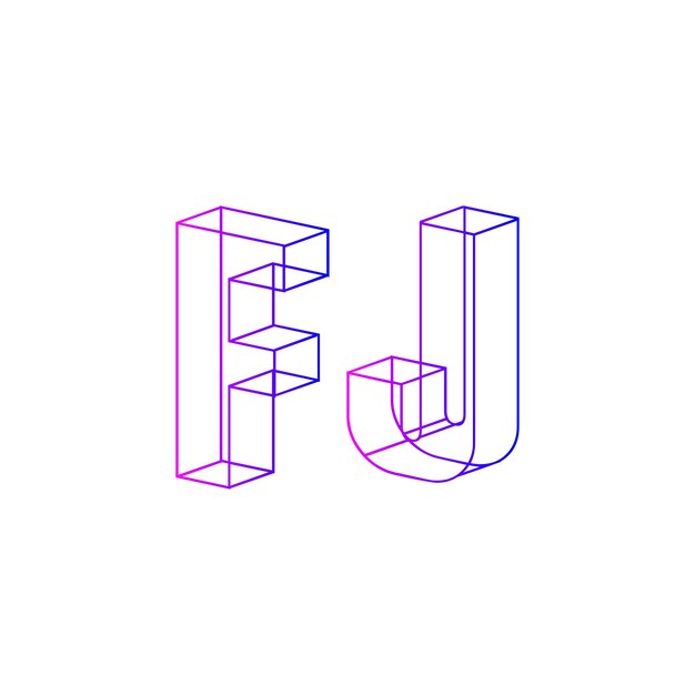 El logotipo geométrico de fj