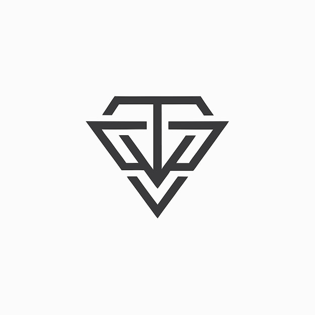 Logotipo geométrico en forma de diamante abstracto con diseño minimalista en negro
