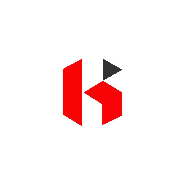 Logotipo geométrico de la letra K roja y negra