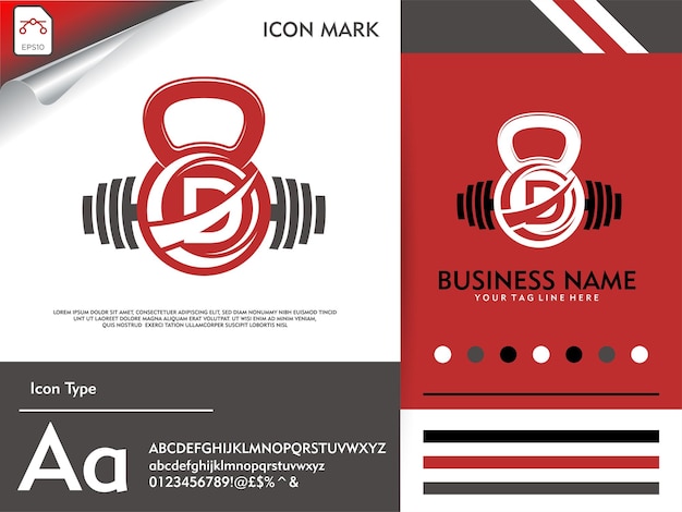 Vector logotipo de gimnasio fitness con letra creativa d