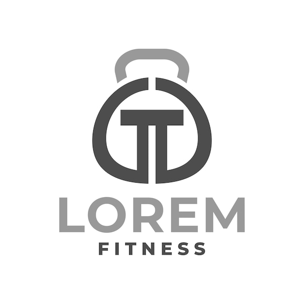 Logotipo de gimnasio con la letra t para el logotipo del gimnasio o cualquier negocio relacionado con el gimnasio y el deporte