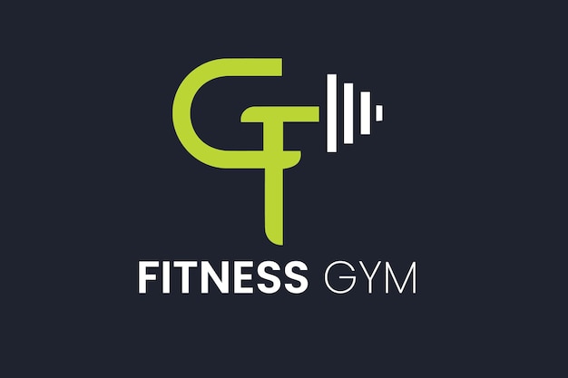 Logotipo del gimnasio con manivela y letras iniciales