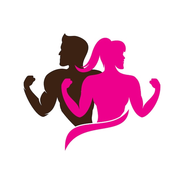 logotipo de gimnasio plantilla de diseño de logotipo de fitness masculino femenino