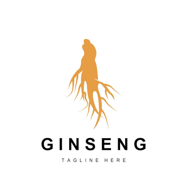 Logotipo de ginseng Vector de planta de hierbas Medicina de hierbas naturales Icono de bebida de hierbas de ginseng