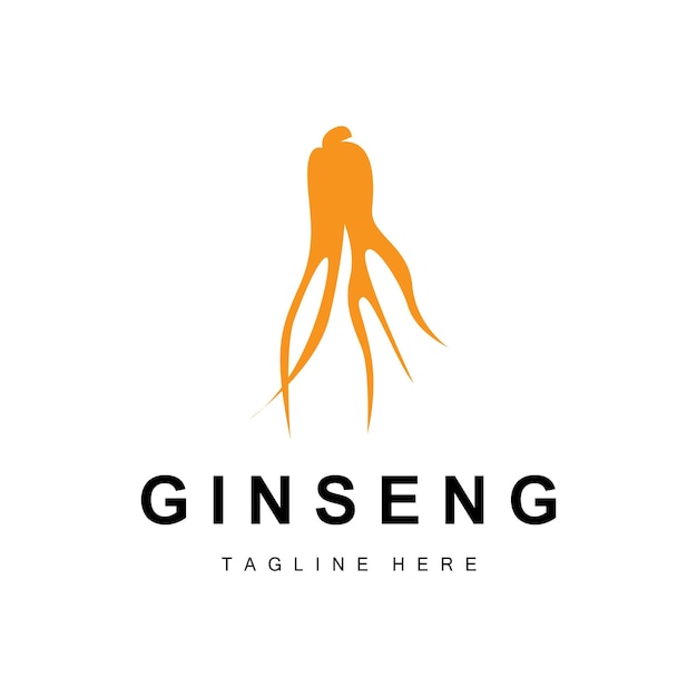 Logotipo de ginseng Vector de planta de hierbas Medicina de hierbas naturales Icono de bebida de hierbas de ginseng