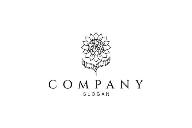 Logotipo de girasol en estilo de diseño zentangle
