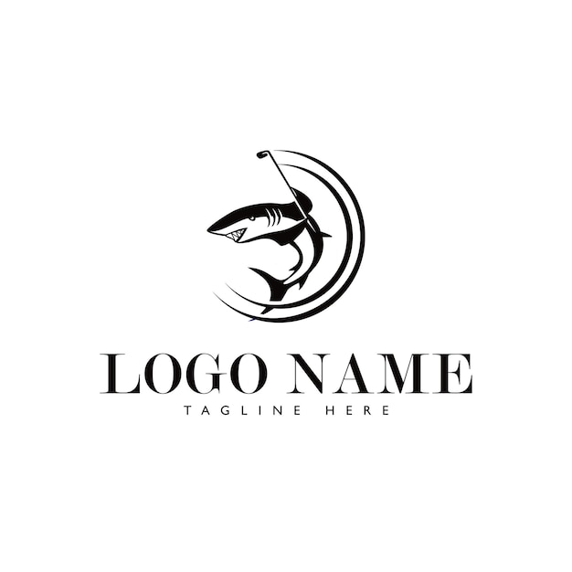 logotipo de golf con plantilla de tiburón
