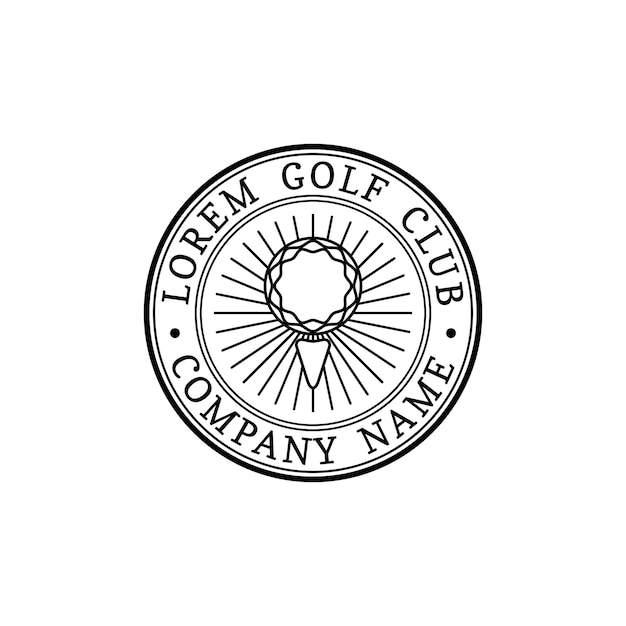 Logotipo de golf vectorial Ilustración lineal del club deportivo para insignias y etiquetas de iconos