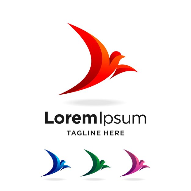 logotipo de golondrina con concepto de color degradado