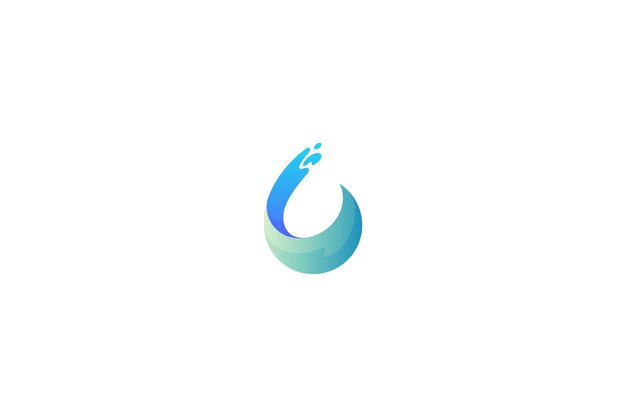 logotipo de gota de agua con efecto de salpicaduras en un simple estilo de diseño 3D