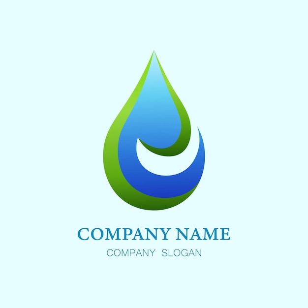Logotipo de gota de agua con gradiente verde