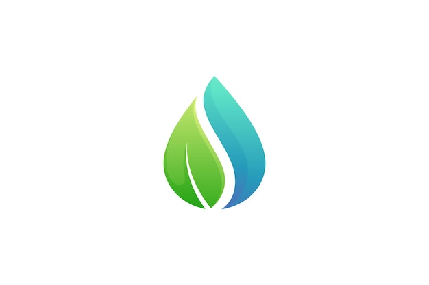 Logotipo de gota de agua con hojas en el concepto de diseño de la naturaleza