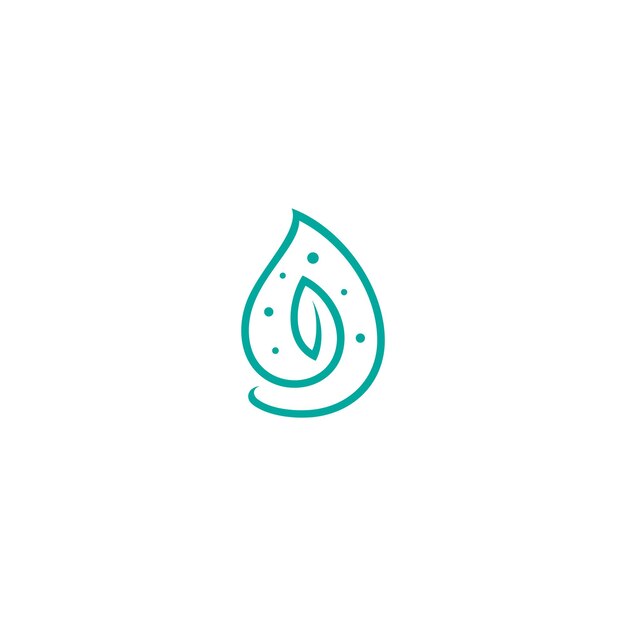 logotipo de gota de agua con hojas naturales en un estilo de diseño lineal simple