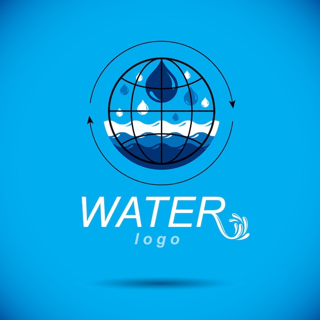 Vector logotipo de gota de agua transparente azul vectorial para su uso como símbolo de diseño de marketing. concepto de limpieza corporal.