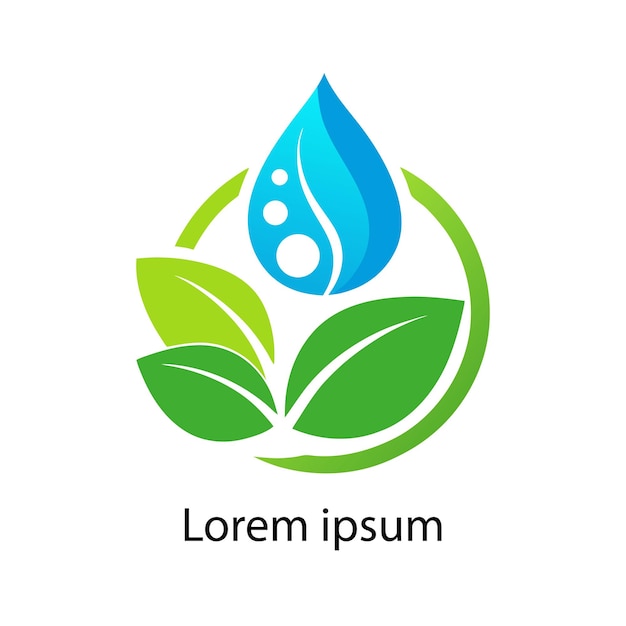 Logotipo de gotas de agua y hojas ecológicas