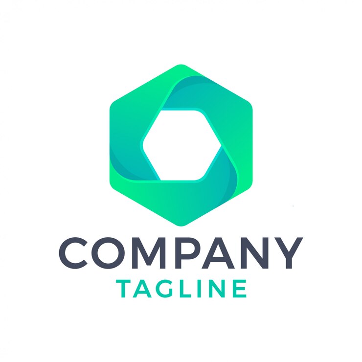 Logotipo de gradiente apilado hexágono moderno abstracto