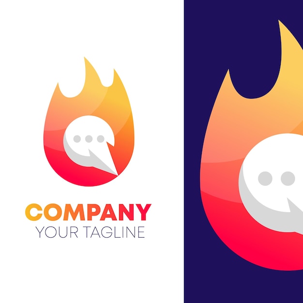 Logotipo de gradiente de chat de fuego